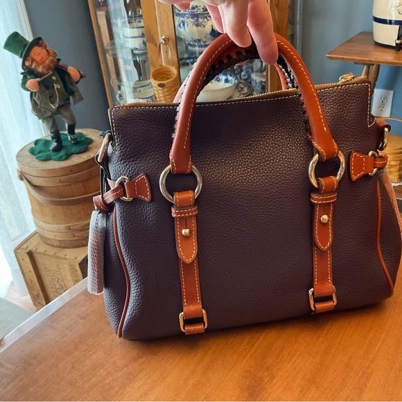 Dooney & Bourke Plum Wine Pebbled Leather Satchel with Whip Stitch - Picture 2 of 16